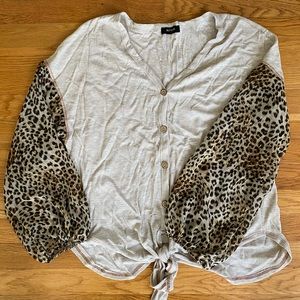 Cheetah Sleeve Waffle Shirt